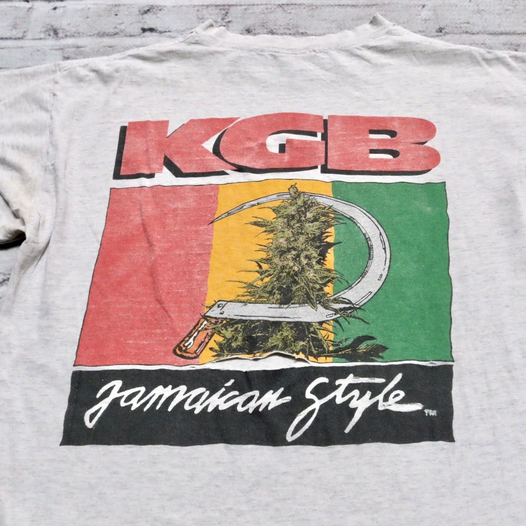 Vintage VINTAGE KGB Jamaican Style Tshirt X-Large Heather Grey Mens 90s Raglan? Size US XL / EU 56 / 4 - 2 Thumbnail