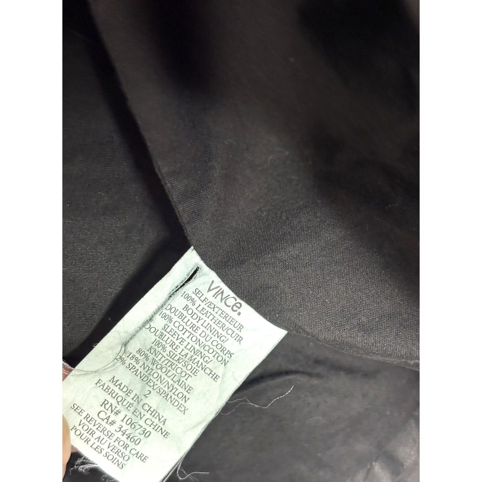 Vince Vince Womens Jacket Black Textured Leather Blazer Two Button Wool Side Panels Size 2 Size XS / US 0-2 / IT 36-38 - 6 Thumbnail