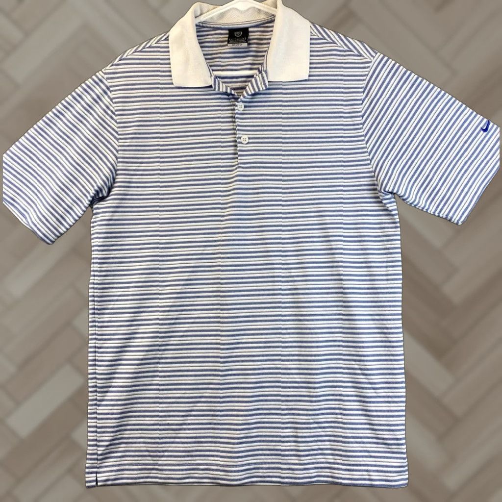 Nike Nike Dri-FIT Polo Shirt Mens Golf Blue M - Short Sleeve, 100% Polyester, Dri-Fit, Striped, Breathable, Lightweight Size US M / EU 48-50 / 2 - 1 Thumbnail
