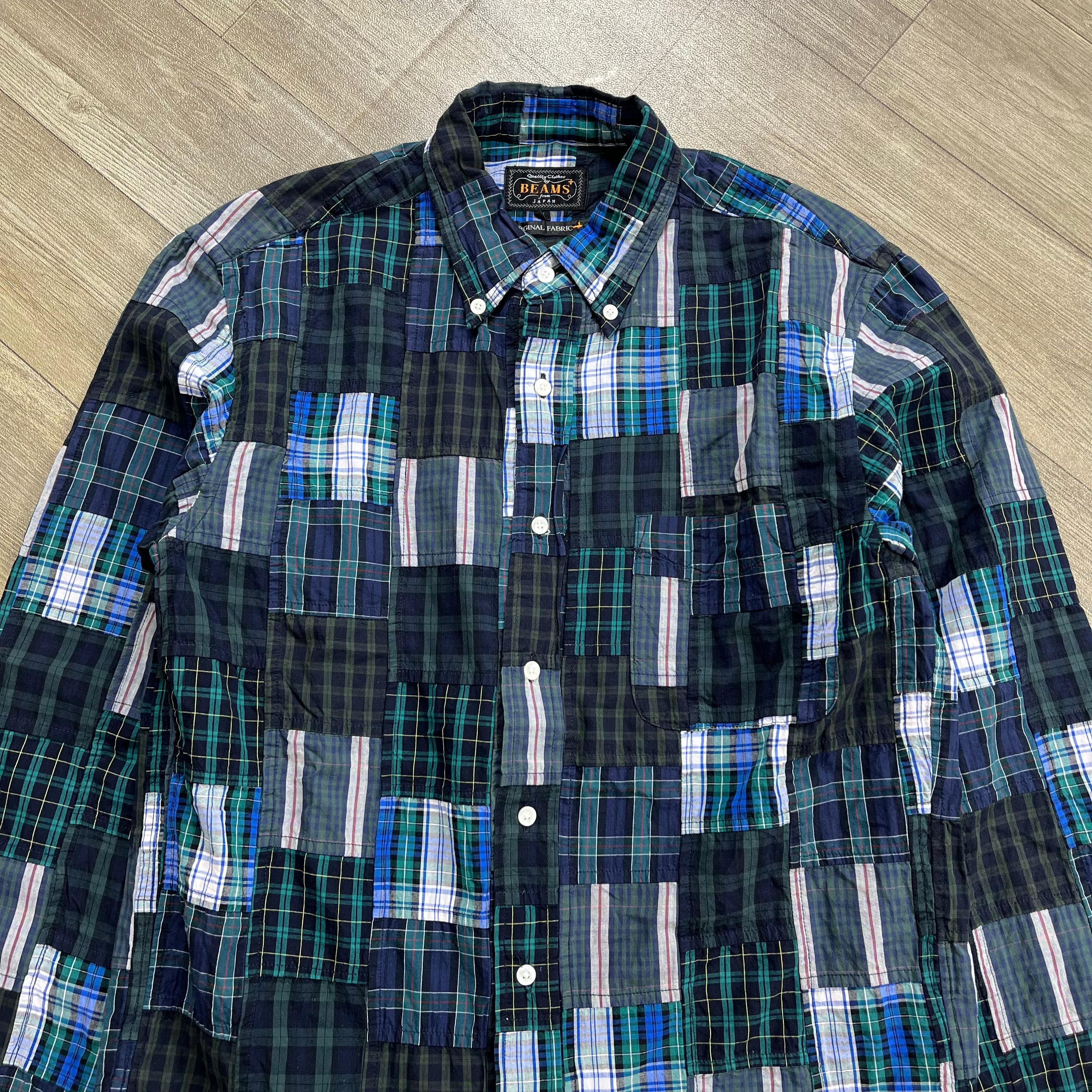 Beams Plus 00's Beams Plus Japanese Brand Patchwork Plaid Long Shirt Size US M / EU 48-50 / 2 - 2 Thumbnail