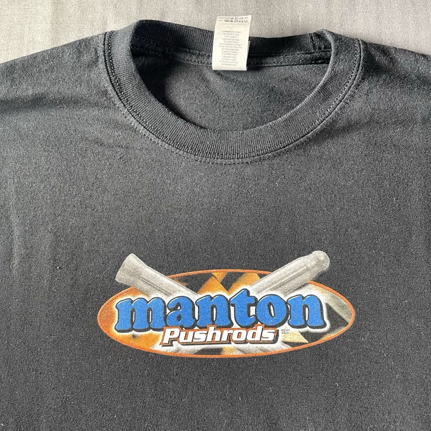 Vintage Manton Pushrods Shirt Men’s Large USA Tee Kustom Kulture Black T-Shirt USA Men’s L Size US L / EU 52-54 / 3 - 3 Thumbnail