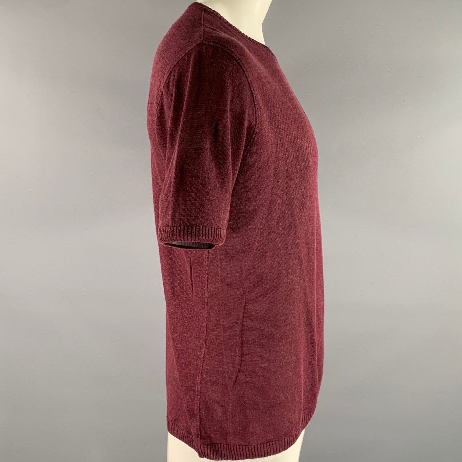 GRP GRP Size L Burgundy Knit Linen T-shirt Size US L / EU 52-54 / 3 - 3 Thumbnail