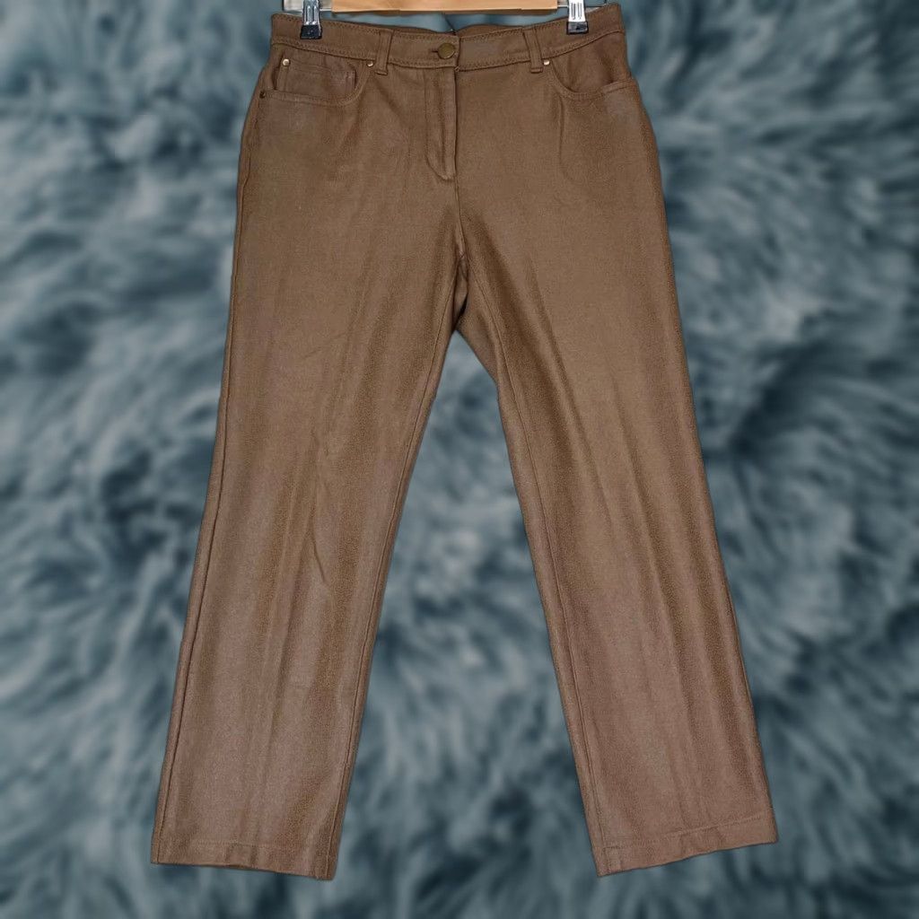Vintage Chico's Slim Cropped Pants 00R Women Brown Knit Stretch Comfort Pockets Easy Care Slimming Straight 00R Women Cropped Pants Brown Size 24" / US 00 / IT 34 - 1 Thumbnail