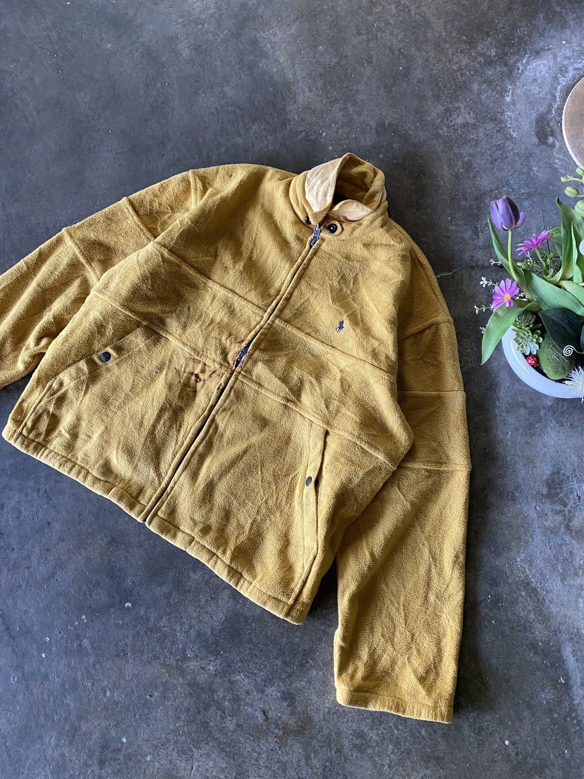 Polo Ralph Lauren VTG Mustard Polo Ralph Lauren Fleece Polartec faded Z4 Size US XL / EU 56 / 4 - 2 Thumbnail