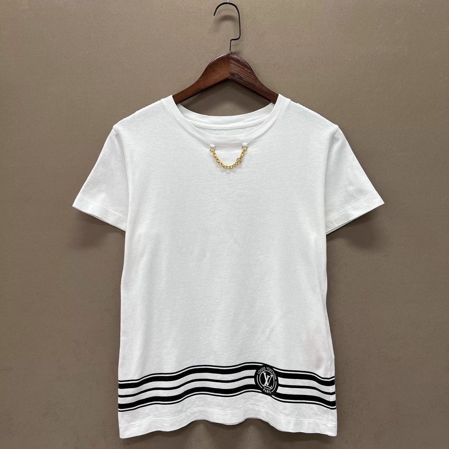 Louis Vuitton Louis Vuitton White Chain Stripe Short Sleeve 99 New Size S / US 4 / IT 40 - 3 Thumbnail