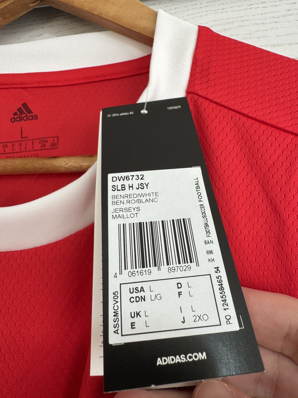 Adidas Benfica 2019-2020 Home Soccer Jersey Football Kit Shirt Size US L / EU 52-54 / 3 - 10 Thumbnail