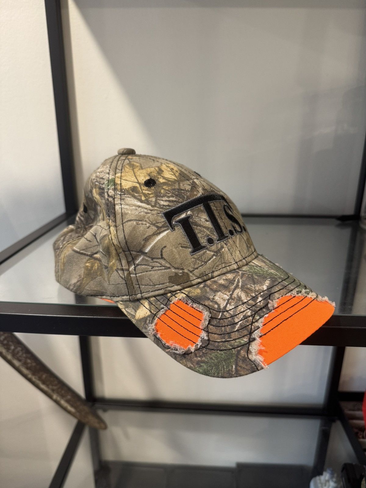 Realtree I.T.S. RealTree Camo Hat Orange Distressed Vintage Cap Size ONE SIZE - 2 Thumbnail