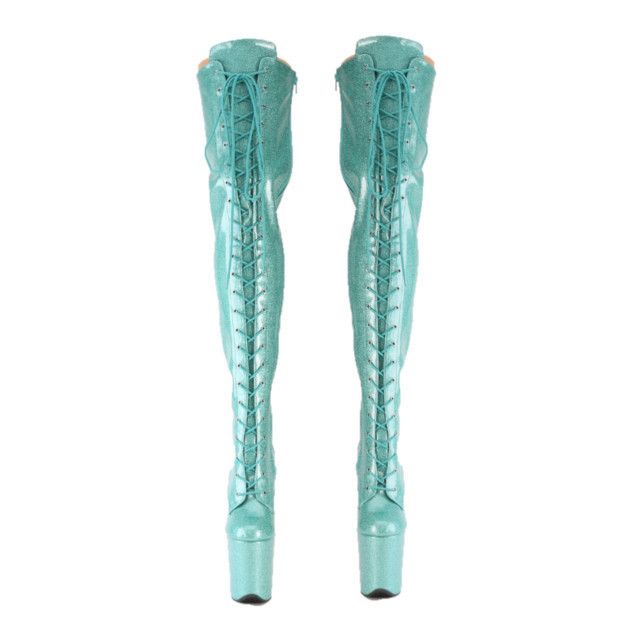 Other Flamingo Aqua Glitter Patent 3020 Thigh High 4 " Platform Bo Size US 8 / IT 38 - 3 Thumbnail