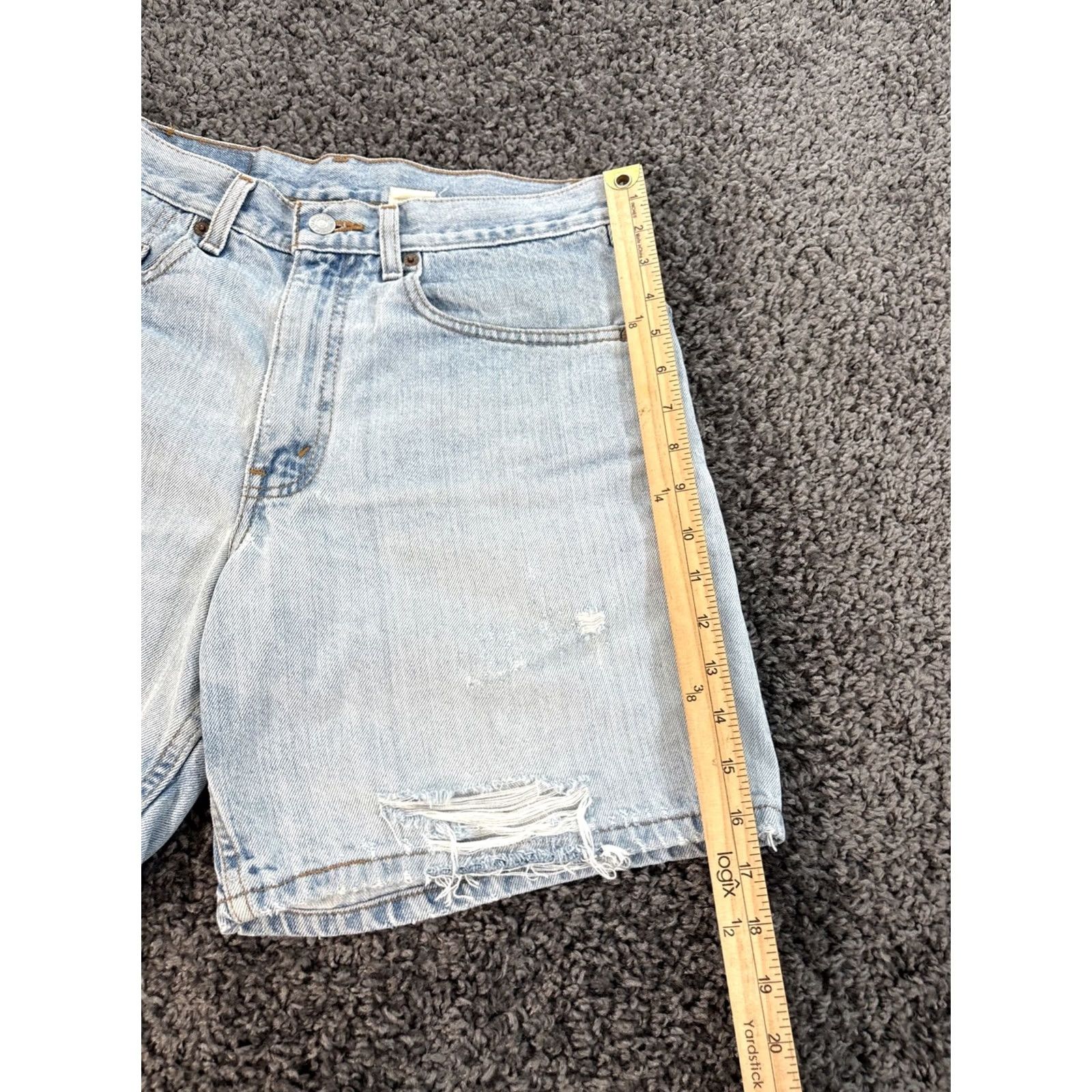Levi's VINTAGE Levi's 505 Shorts Mens 31 Light Wash Distressed 90s High Rise Booty Fray Blue Chino Men Mens Size US 31 - 2 Thumbnail