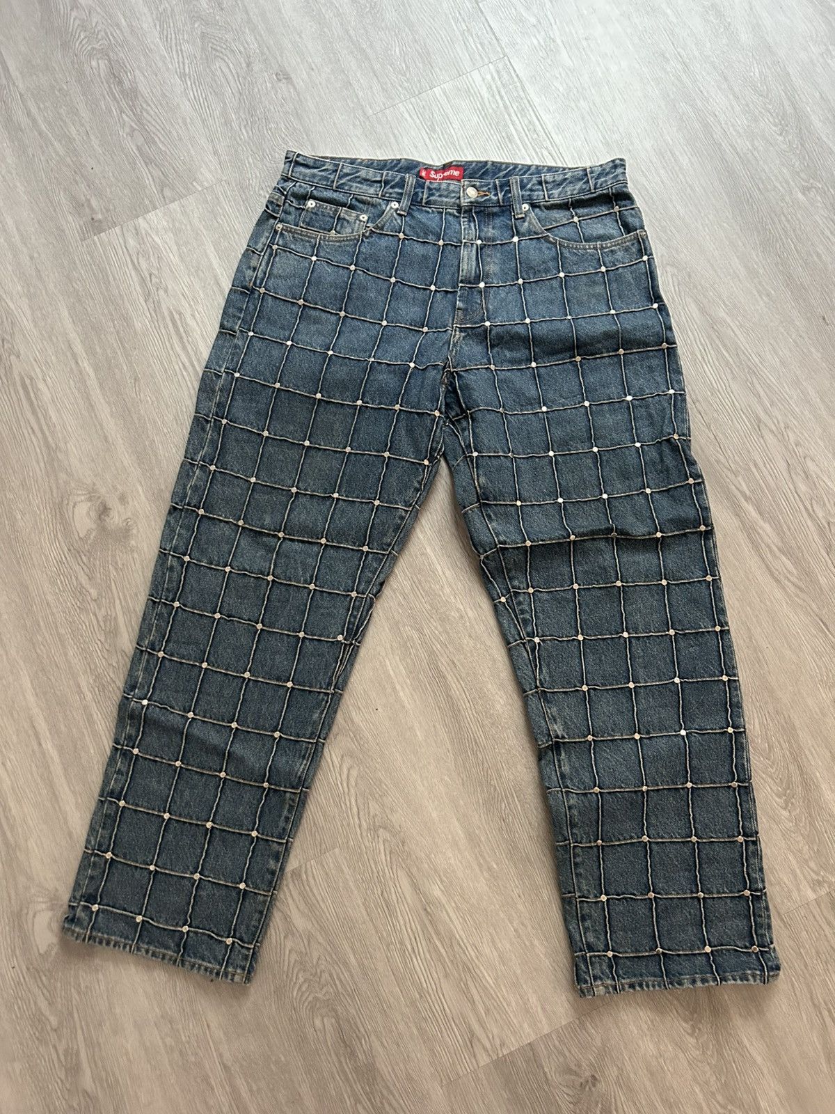 Supreme Supreme Studded Seam Loose Fit Jean Black Size 32 SS25 