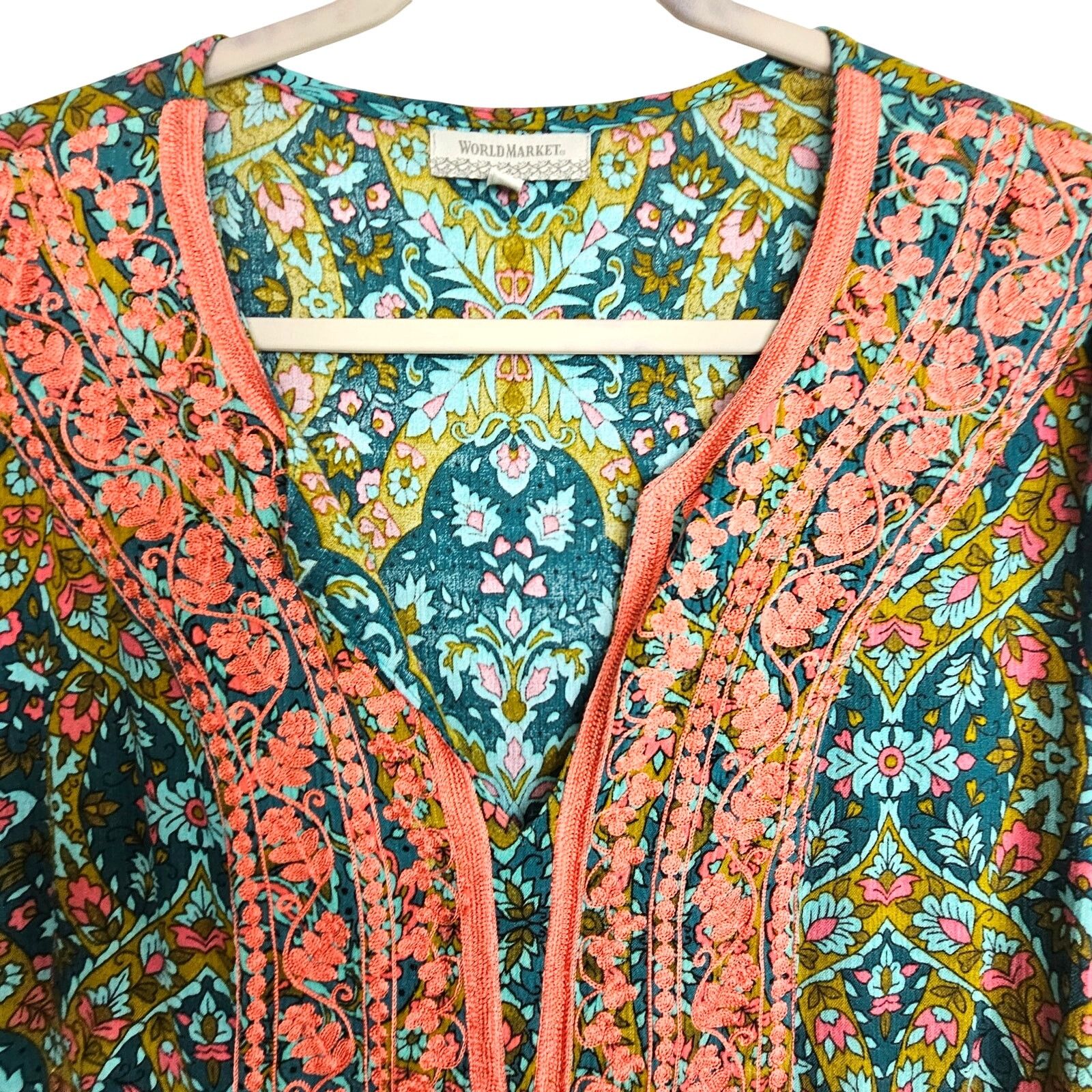 Market World Market Women Boho Maxi Longline Side Split Tunic Top Size ONE SIZE - 2 Thumbnail