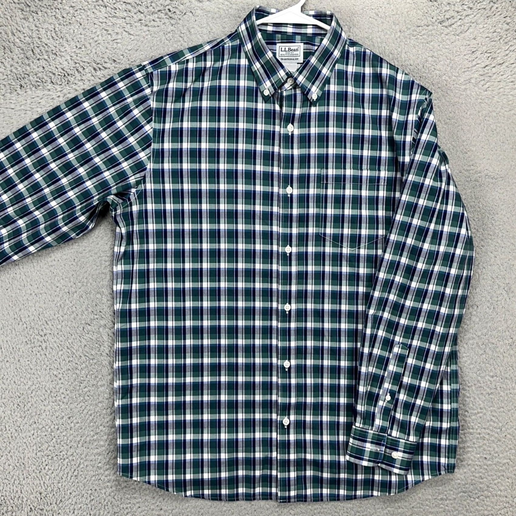 Vintage L.L. Bean Mens Button Down Shirt Medium Green Plaid Long Sleeve Shirt Size US M / EU 48-50 / 2 - 2 Thumbnail