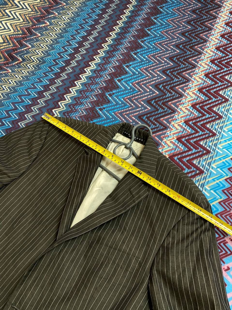 Hugo Boss Vintage Blazer Hugo Boss black striped Y2K Streetwear Size 40R - 13 Thumbnail