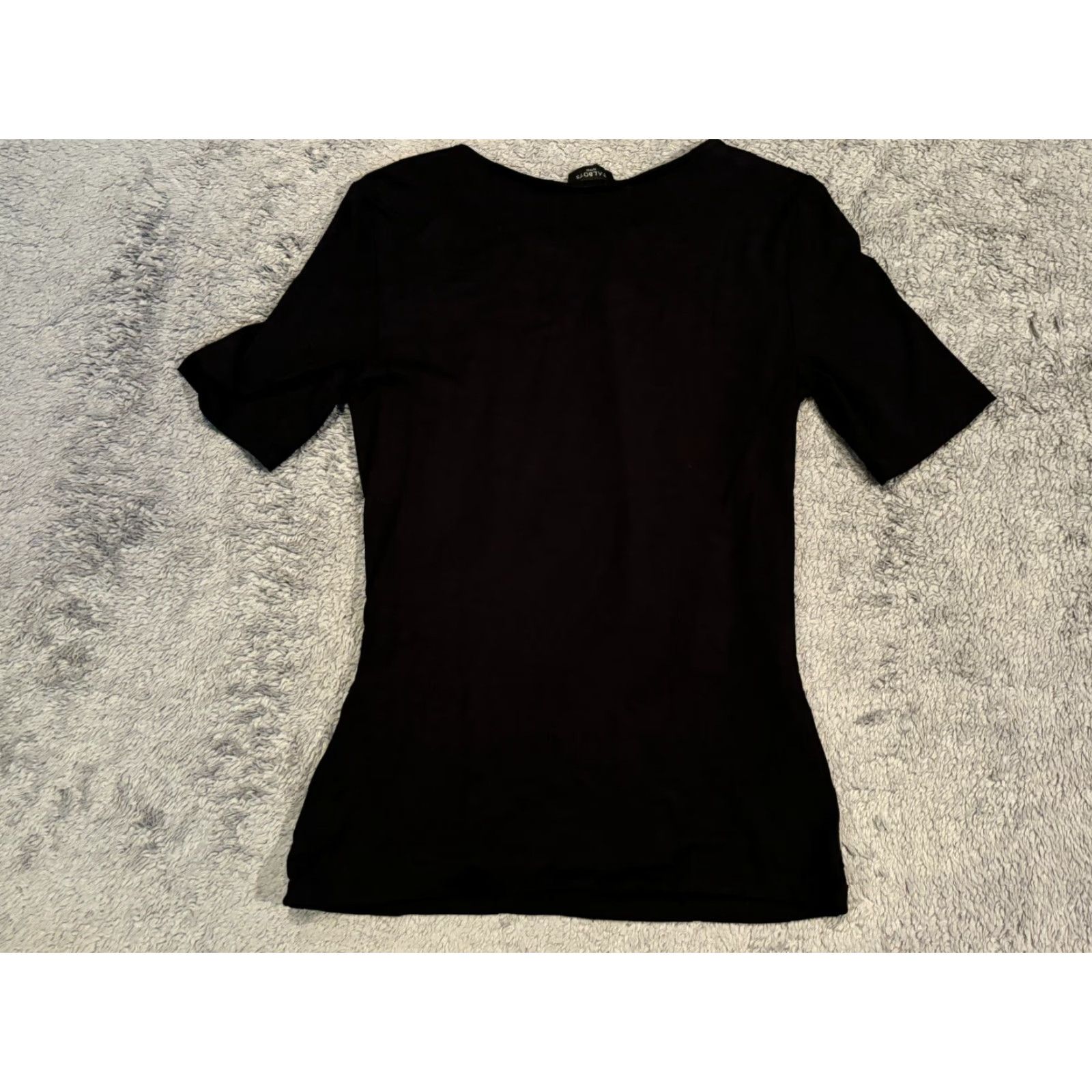 Talbots Talbots Petites Shirt Womens PS Small Black Faux Wrap Ruched Side Short Sleeve Size S / US 4 / IT 40 - 6 Thumbnail