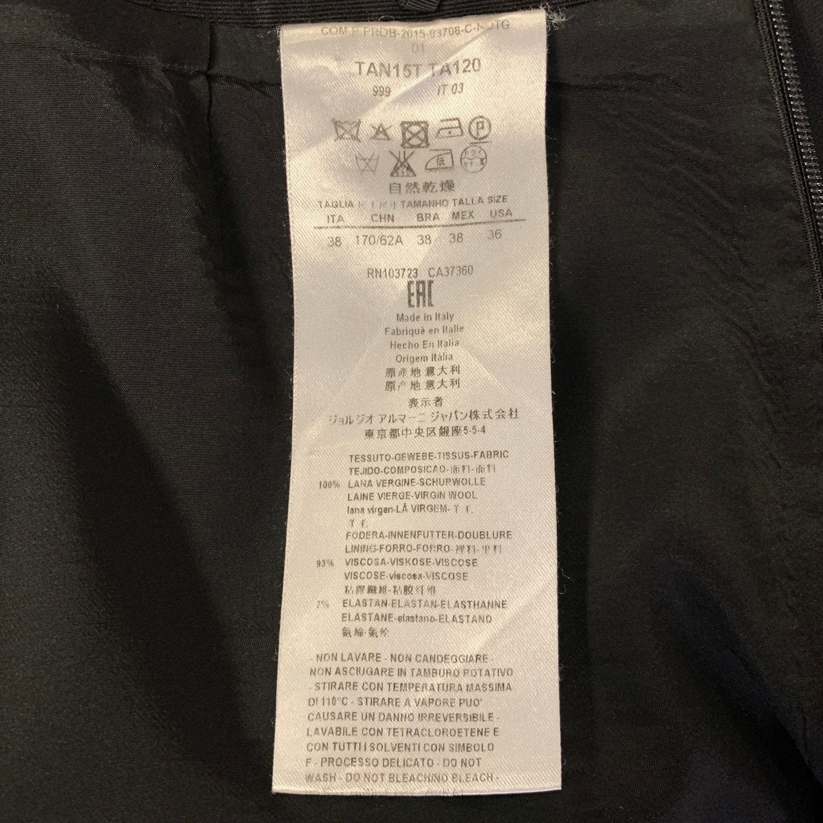 Giorgio Armani GIORGIO ARMANI Size 2 Black Wool Pencil Knee-Length Skirt Size 26" / US 2 / IT 38 - 5 Thumbnail