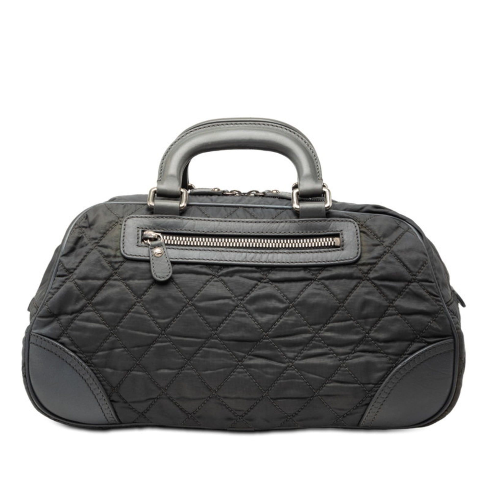 Chanel Chanel Paris-New York Line Coco Mark Boston Bag Handbag Gray Nylon Leather Women's CHANEL Size ONE SIZE - 1 Thumbnail