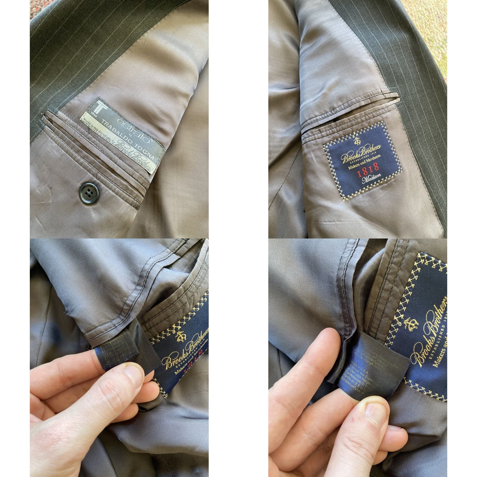 Brooks Brothers Brooks Brothers Blazer Mens 46L Madison 1818 Wool Charcoal Pinstripe Single-Breasted Two-Button Notch Lapel Long 2 Piece Regular Travel Mens Version Size 46R - 9 Thumbnail