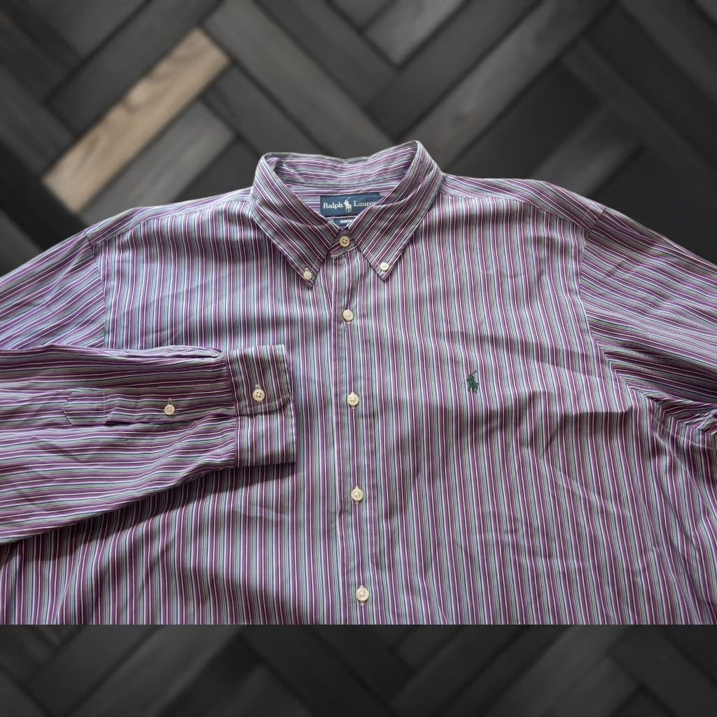 Polo Ralph Lauren Polo Ralph Lauren Shirt Button-Up Long Sleeve 2XL Striped Purple Mens Button-Front Slim Fit Size US XXL / EU 58 / 5 - 1 Thumbnail