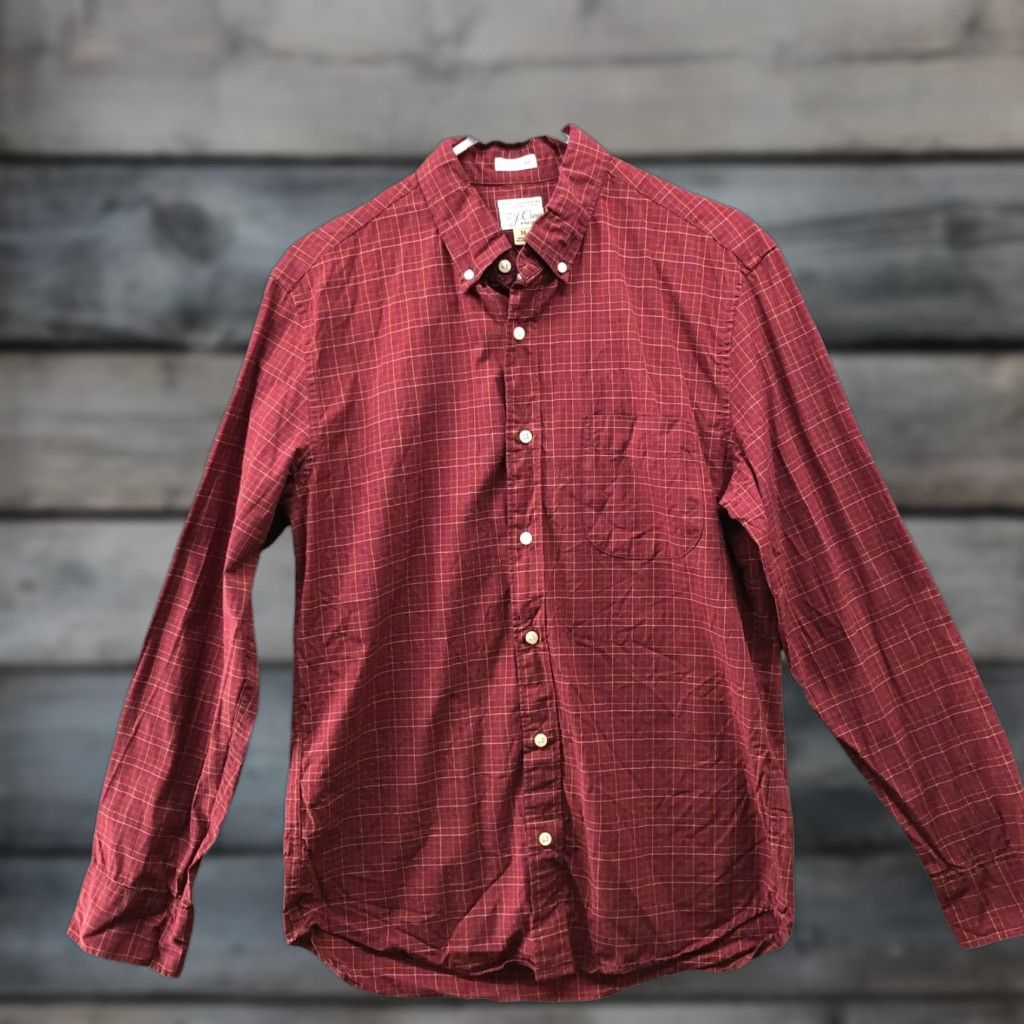 J.Crew J. Crew Slim Untucked Long Sleeve Shirt Men M Red Grid Plaid Button Down Organic Cotton Spandex Shirt Size US M / EU 48-50 / 2 - 1 Thumbnail
