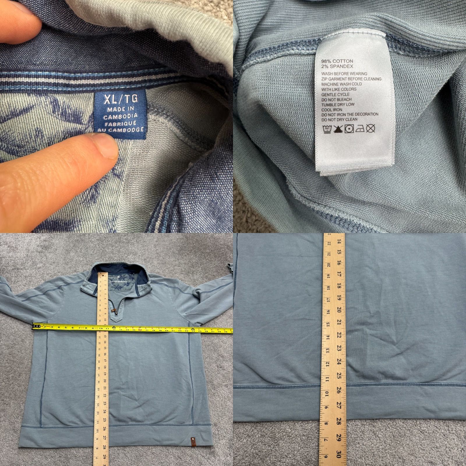 Tommy Bahama Tommy Bahama Sweatshirt Mens XL Blue Cotton 1/2 Zip Mock Neck Pullover Pullover Casual Outdoor Athleisure Shirt Size US XL / EU 56 / 4 - 8 Thumbnail