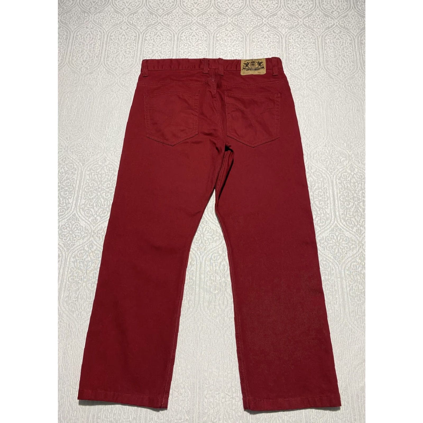 Vintage Noiz Jeans Mens 36x28 Red Straight Leg Premium Cotton Pants Casual Hemmed Size US 36 / EU 52 - 2 Thumbnail