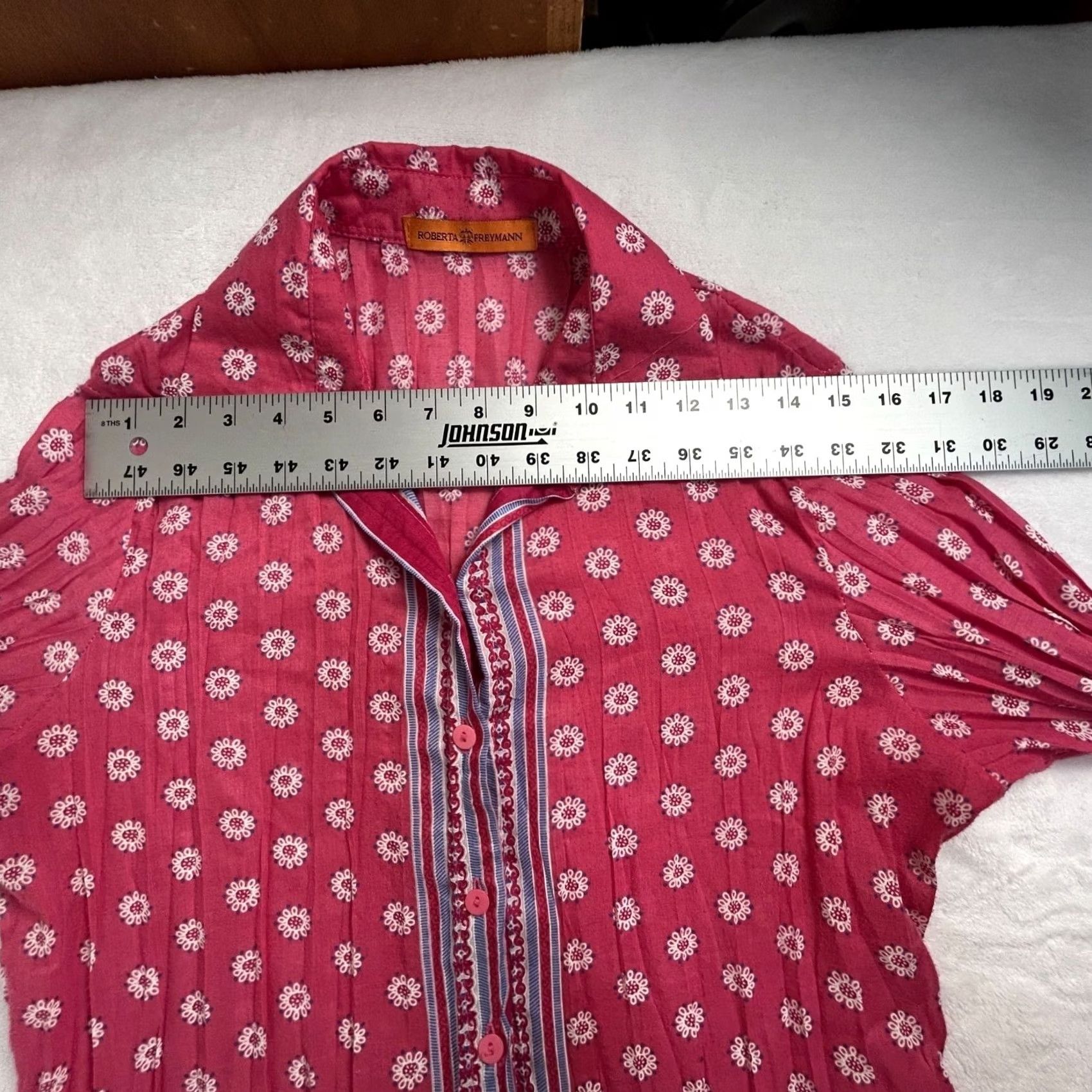 Pinko Roberta Freymann Womens Pink Floral Long Sleeve Button Up Shirt Size 22 Casual Size 3XL / US 20-22 - 6 Thumbnail