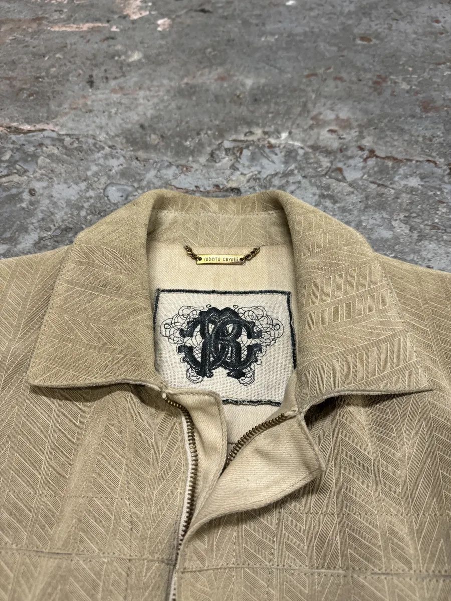 Roberto Cavalli Roberto Cavalli Beige Lines Suede Leather Jacket Size US M / EU 48-50 / 2 - 13 Thumbnail