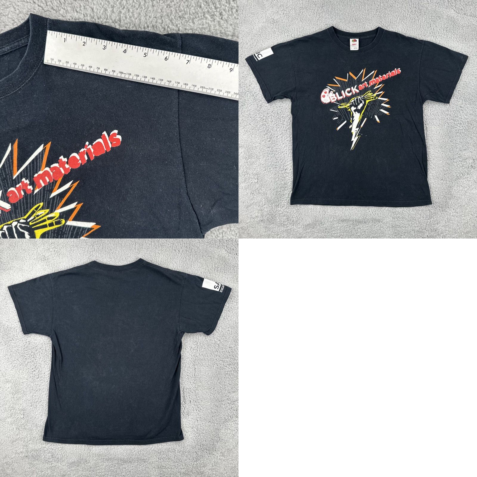 Fruit Of The Loom VINTAGE FOTL Heavy Mens L Black T Shirt SAIC Chicago BLICK Art Supplies Shirt Mens L Black 1990s Graphic Tee Size US L / EU 52-54 / 3 - 9 Thumbnail