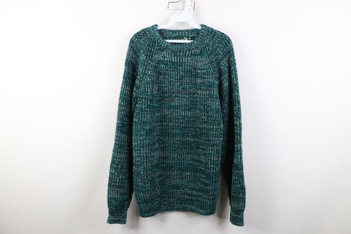 Vintage Vintage 90s Streetwear Ribbed Knit Crewneck Sweater Green Size US XL / EU 56 / 4 - 1 Thumbnail
