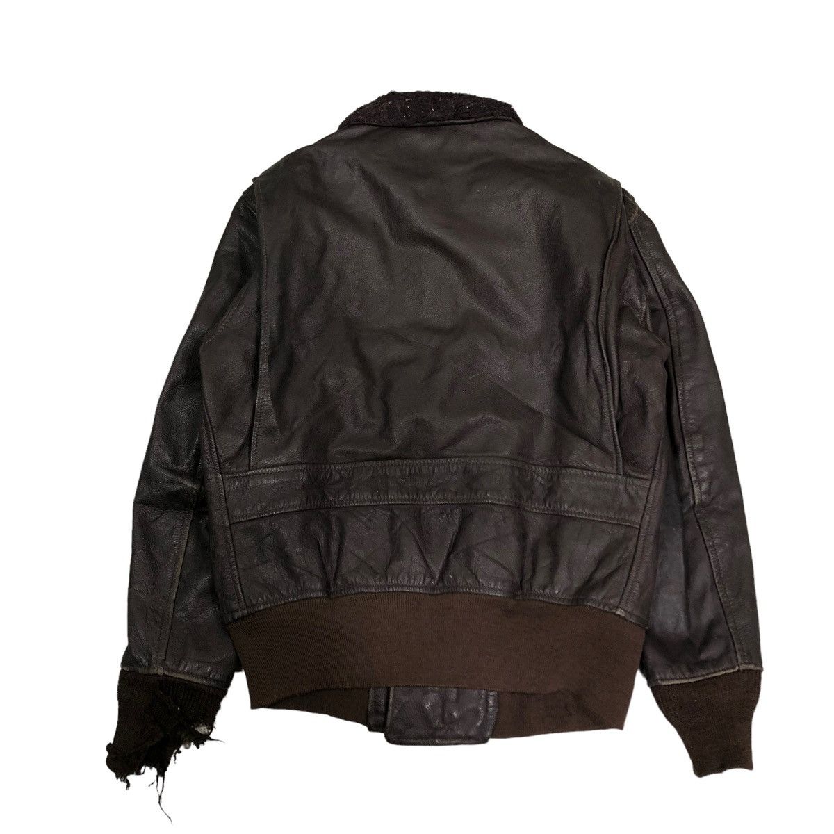Vintage 🔥VINTAGE LEATHER USN US JACKET FLY MAN BRILL BROS INC USA Size US M / EU 48-50 / 2 - 2 Thumbnail