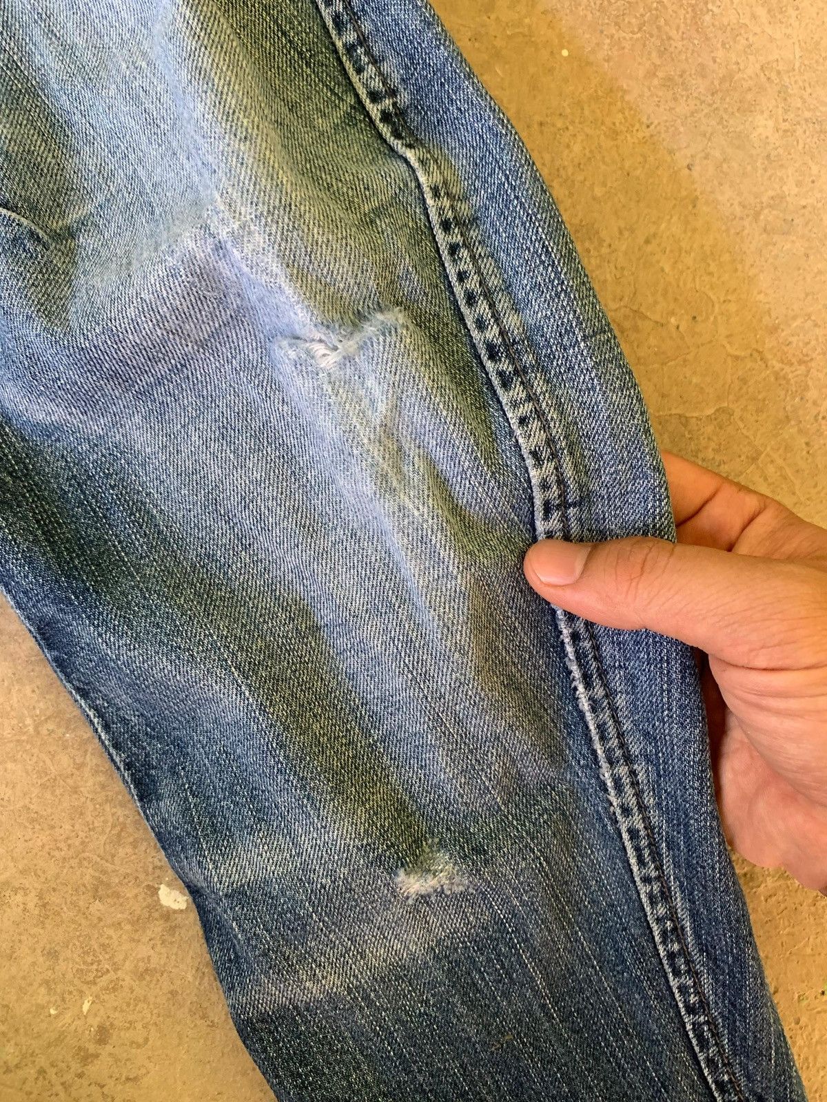 Japanese Brand Back Number Tokyo Curved 3D Distressed Denim Jeans Size US 30 / EU 46 - 14 Thumbnail