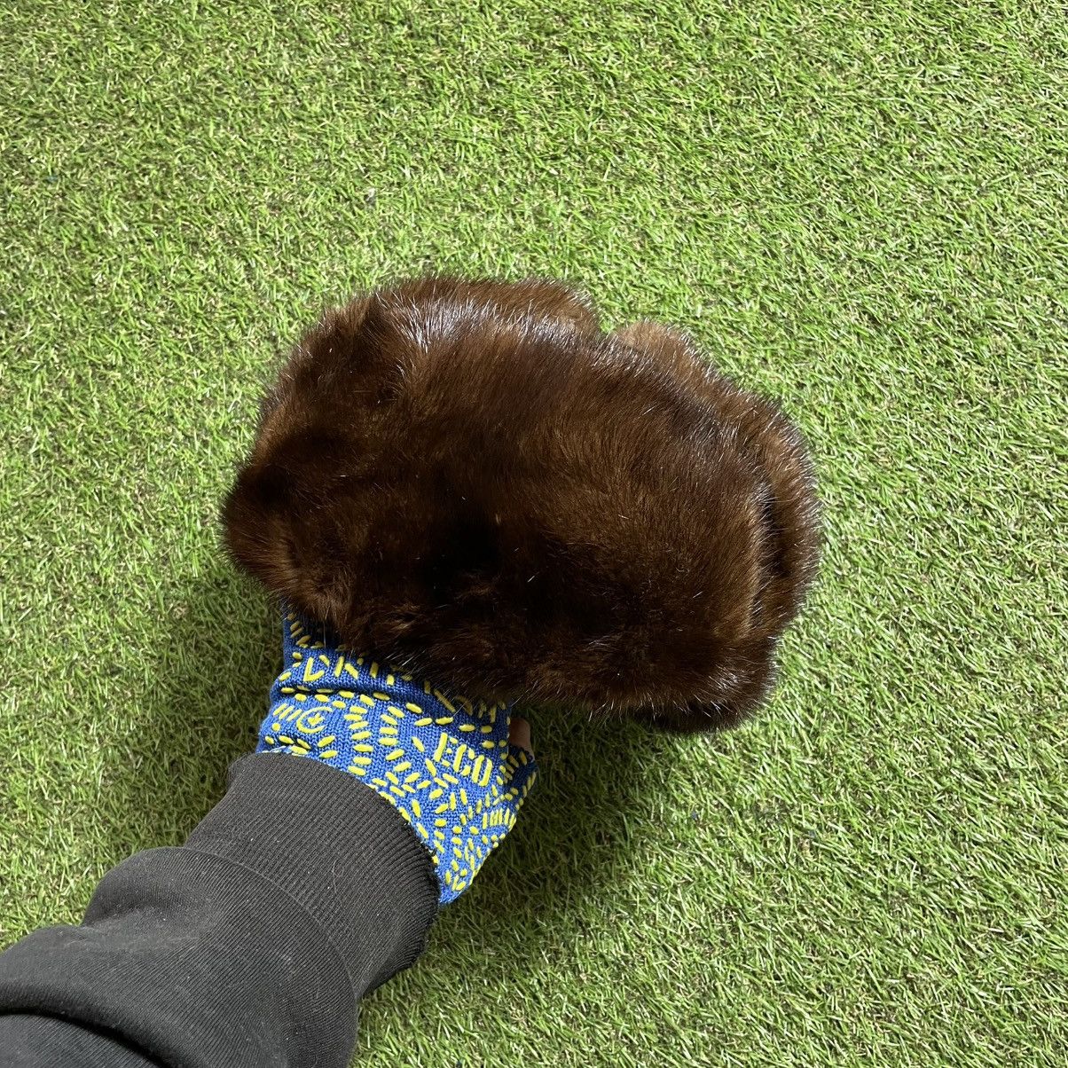 Japanese Brand Glossy Brown Vintage Fur Trapper – Archive Cold Layer Hat Size ONE SIZE - 6 Thumbnail