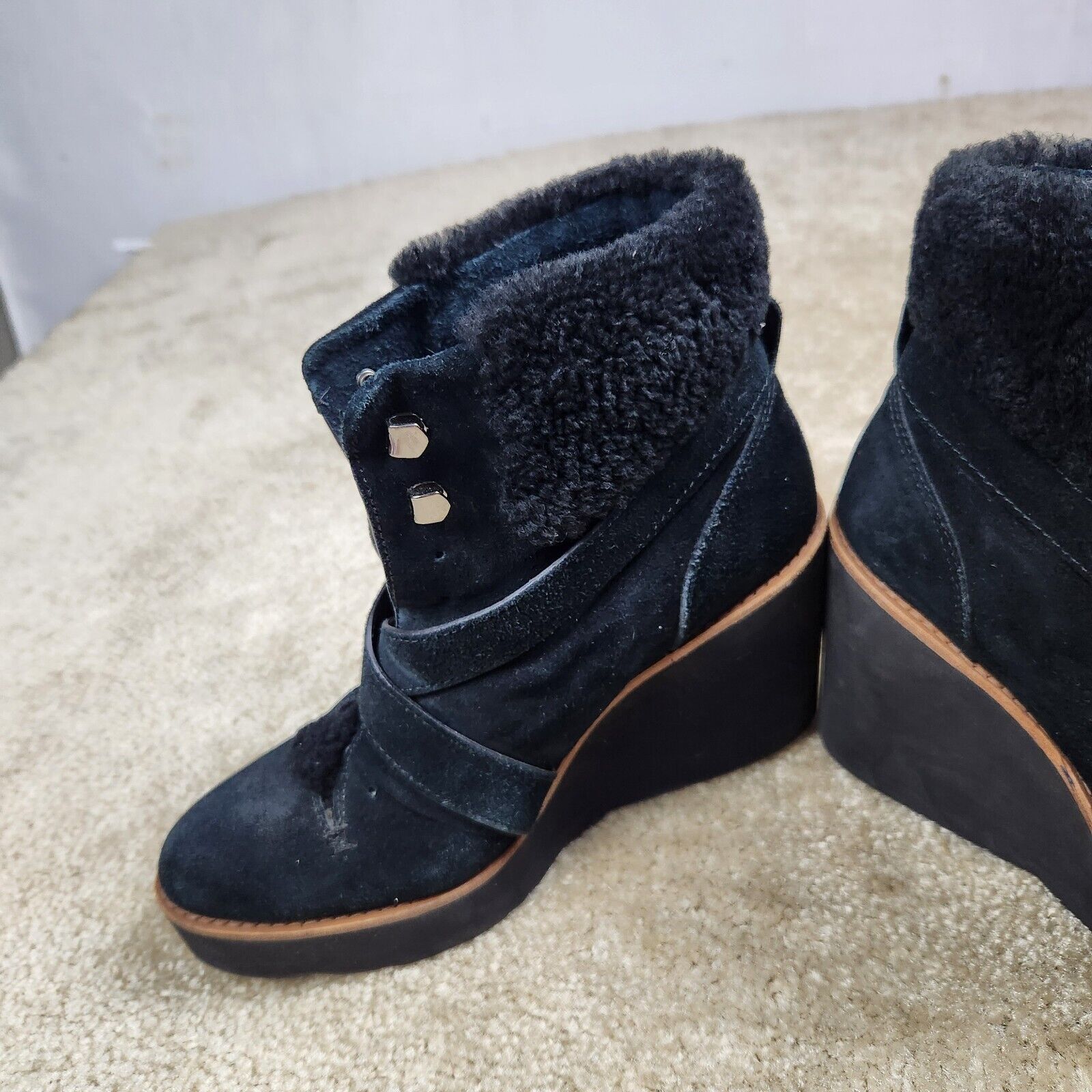 Coach Coach Kenna Wedge Boots Suede Shearling Black Size 7.5 B Size US 7.5 / IT 37.5 - 6 Thumbnail