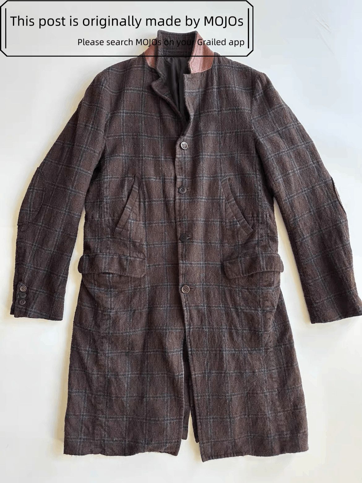 Undercover Sz 2 Undercover Leather Neck Fulling Milling Plaid Coat Size US M / EU 48-50 / 2 - 2 Thumbnail
