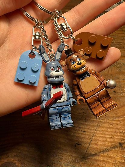Cartoon Network FNAF Bonnie Freddy minifigure keychain custom handmade Size ONE SIZE - 1 Thumbnail