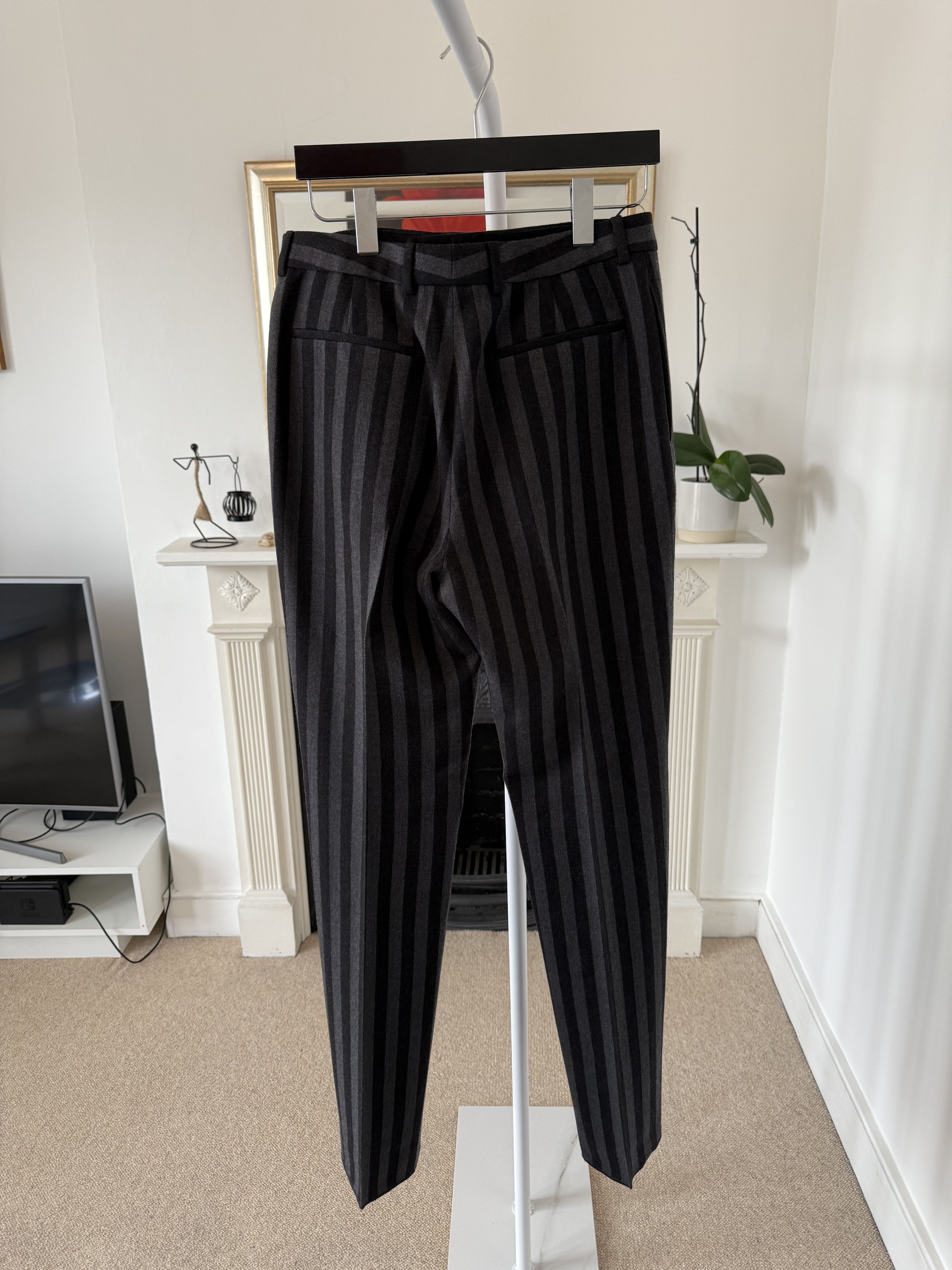 Saint Laurent Paris FW23 Saint Laurent Wool Trousers in Striped Black/Gray Size US 32 / EU 48 - 6 Thumbnail
