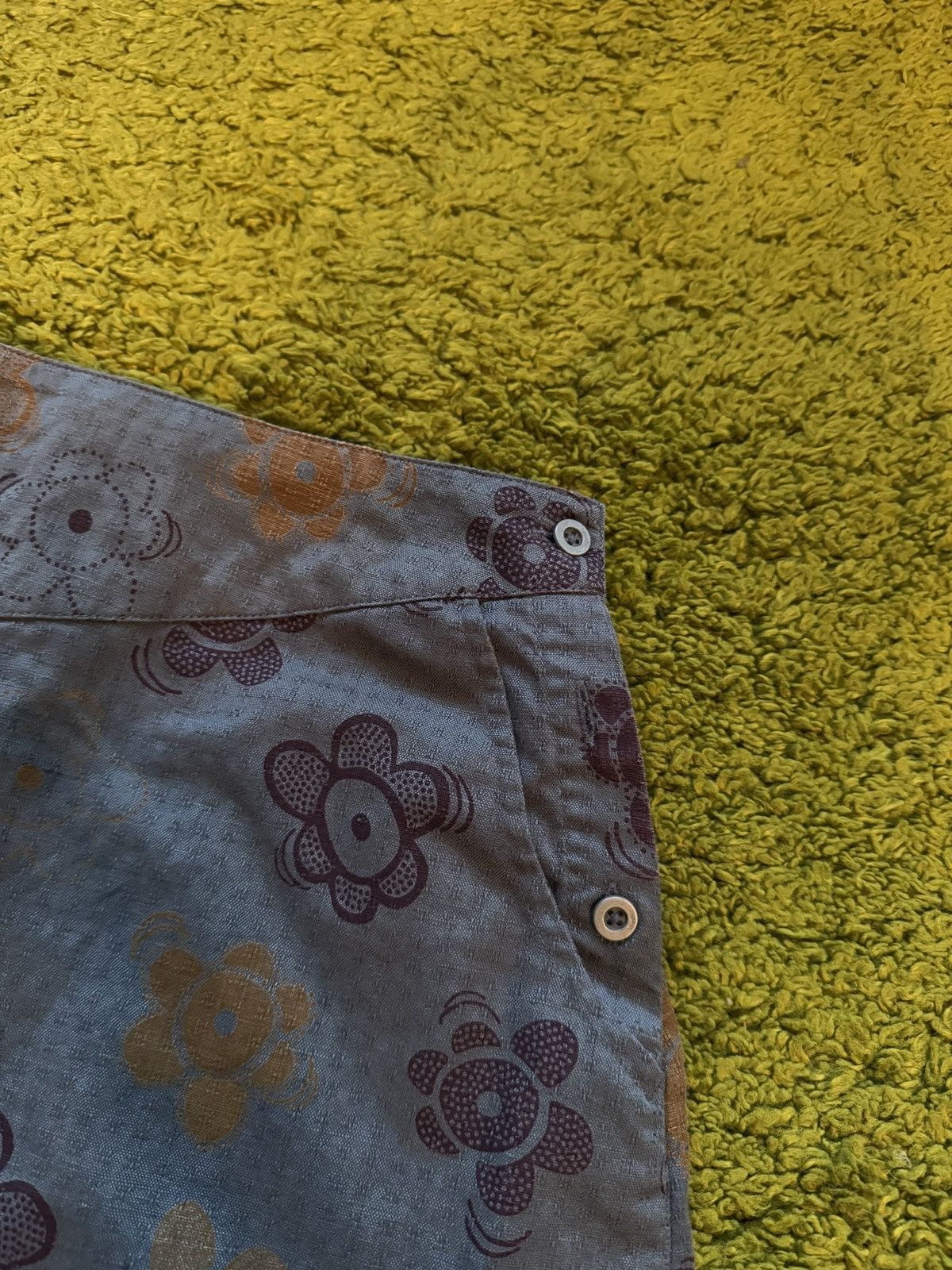 Designer Gudrun Sjoden avant garde linen blend floral pattern skirt Size 26" / US 2 / IT 38 - 3 Thumbnail