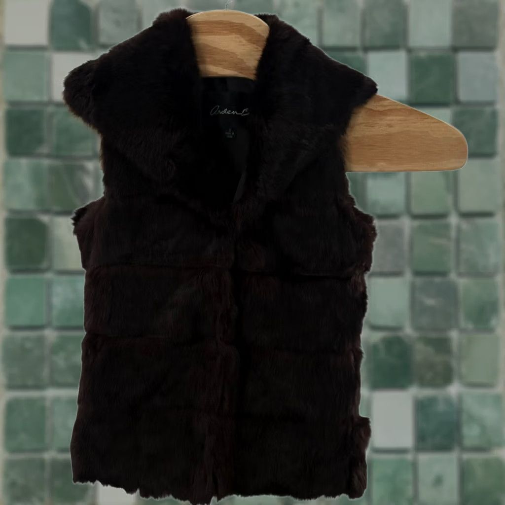 Vintage Arden B. Rabbit Fur Vest Sleeveless Shawl Collar Brown VV Vest, Women, S Size S / US 4 / IT 40 - 1 Thumbnail