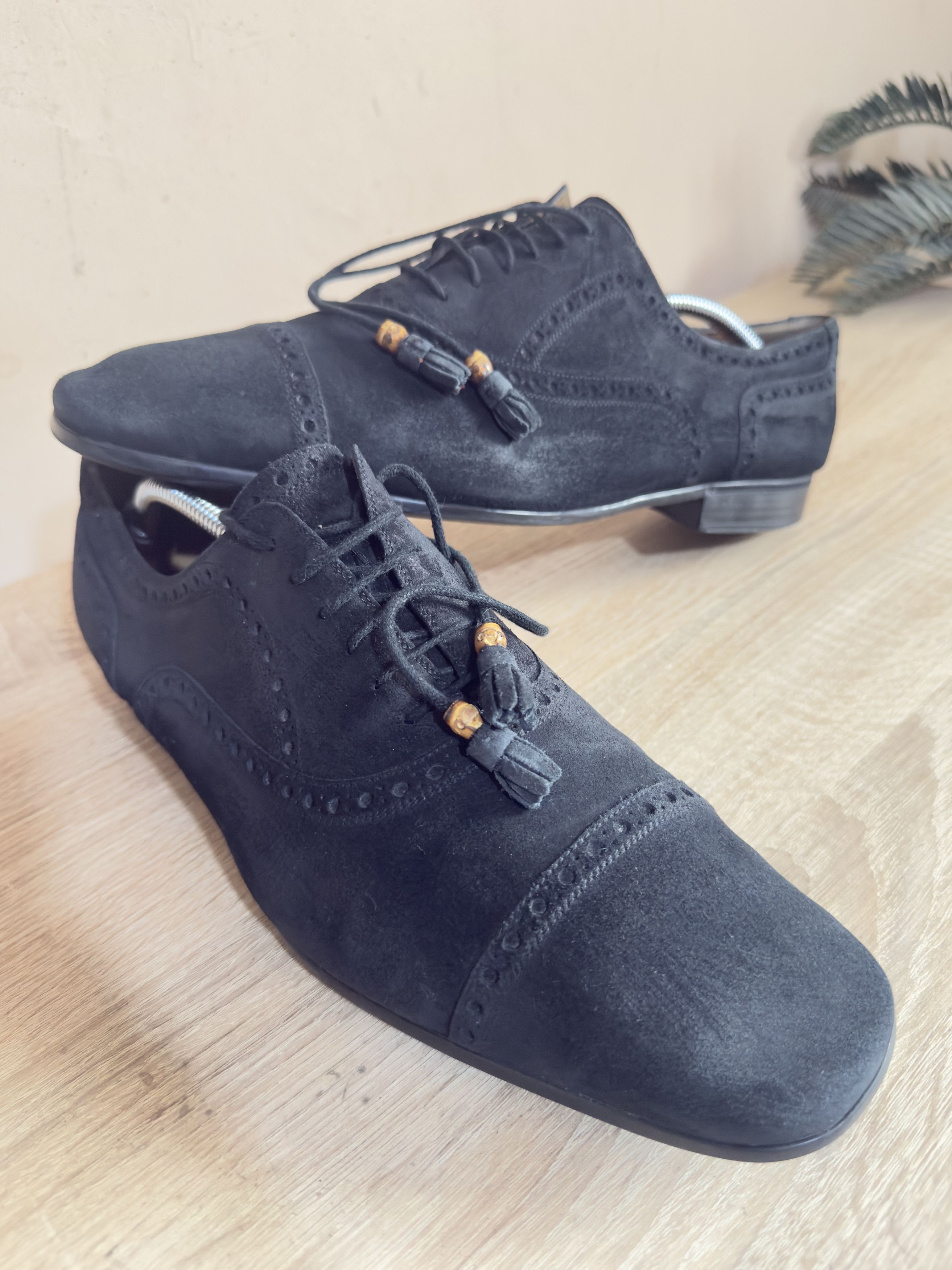 Gucci 🔥 Loafers gucci derby classic suede navy blue bamboo laces Size US 13 / EU 46 - 2 Thumbnail