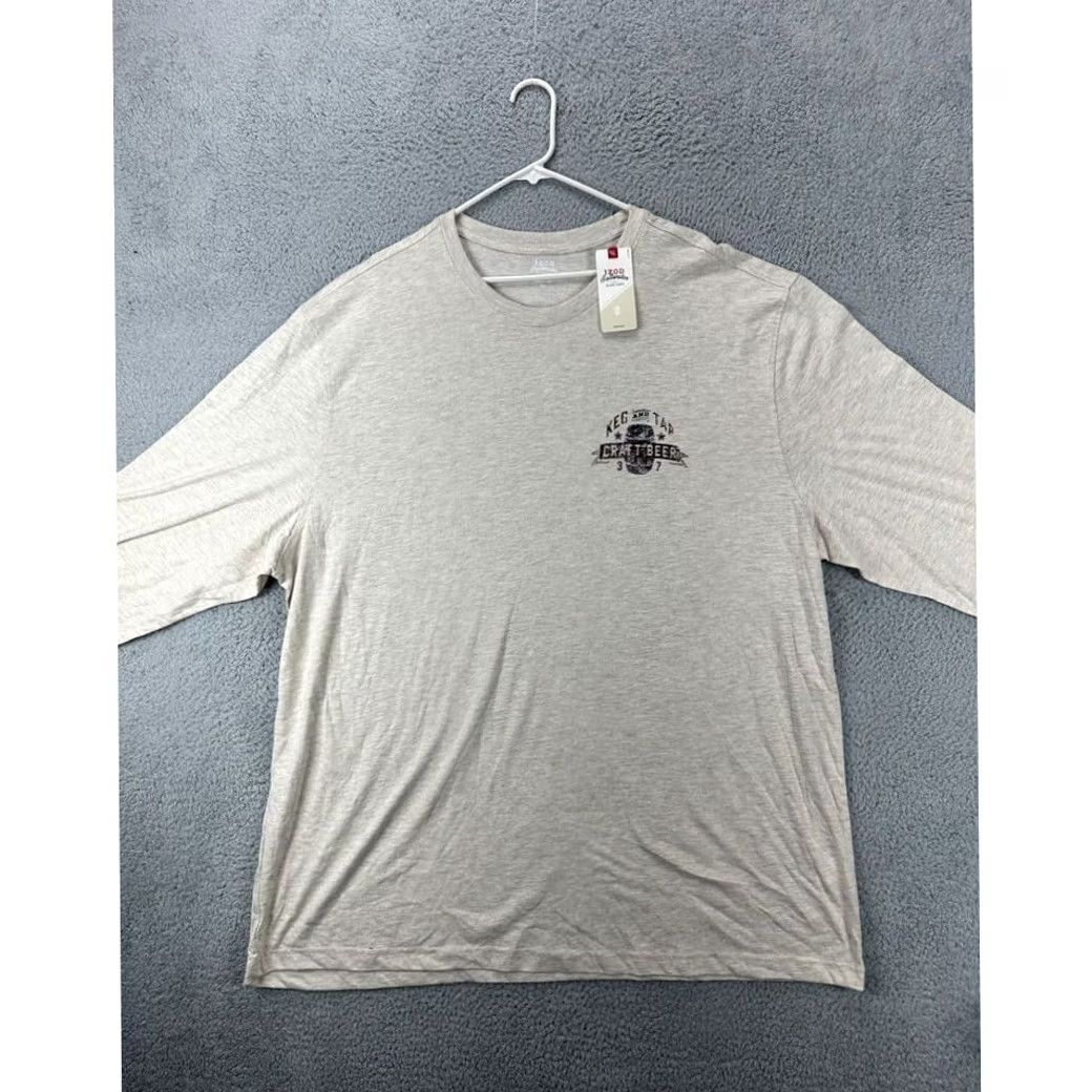 Izod Izod Shirt Adult 3XL Beige Relaxed Classic Crew Neck Long Sleeve T-Shirt Mens NEW Size US XXL / EU 58 / 5 - 2 Thumbnail
