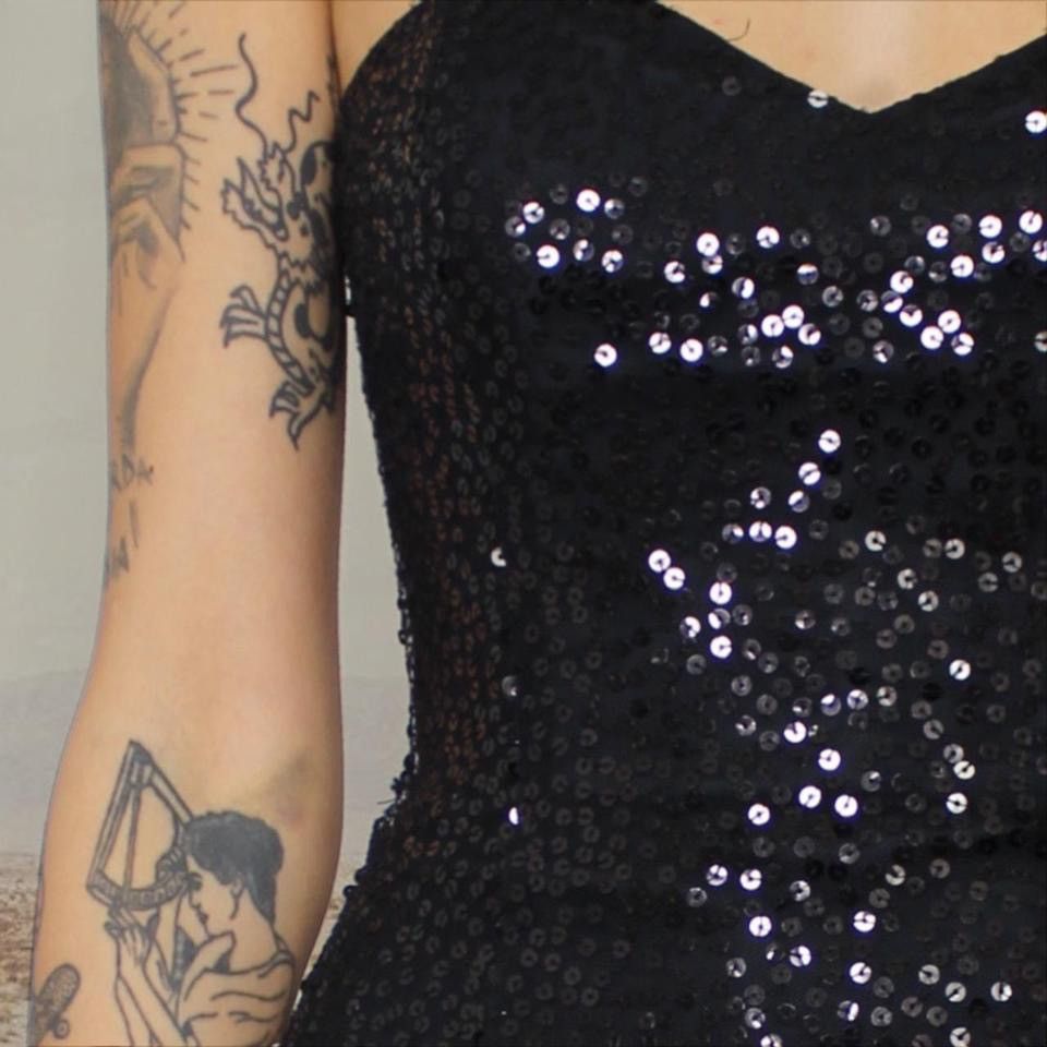 Betsey Johnson × Vintage ✨SEQUIN BLACK DRESS✨ Size M / US 6-8 / IT 42-44 - 4 Thumbnail