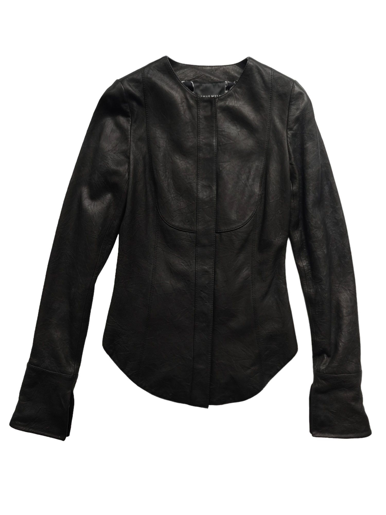 Thomas Wylde Thomas Wylde Black Round Neck Lamb Leather Jacket Size M / US 6-8 / IT 42-44 - 1 Thumbnail