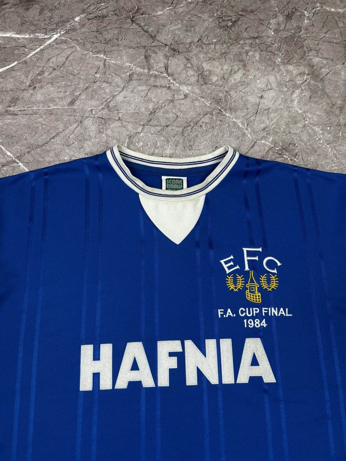 Vintage Vintage 90s Retro Score Draw Everton Soccer Jersey Size US L / EU 52-54 / 3 - 5 Thumbnail