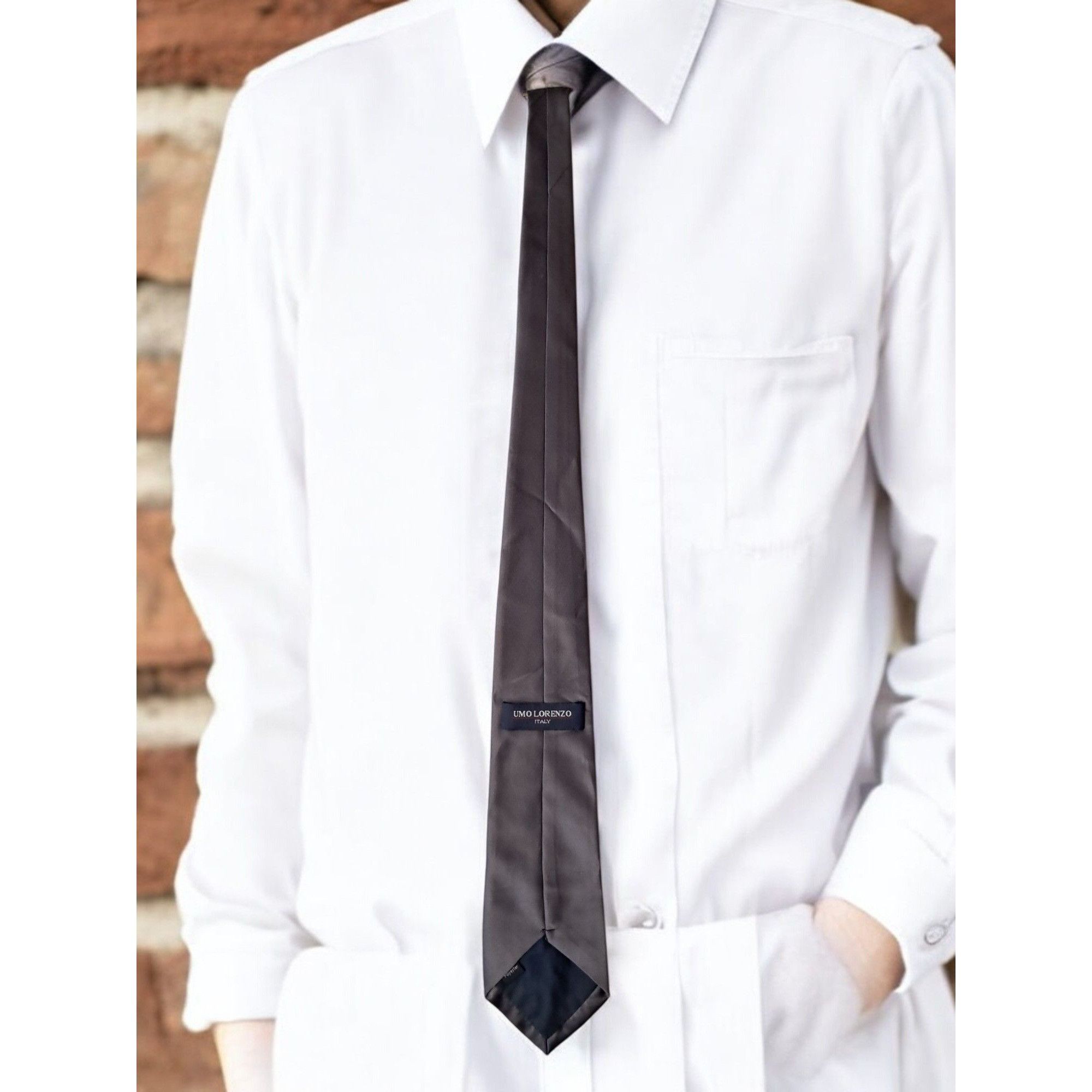 Other Umo Lorenzo Made in Italy, Gray 100% Polyester Tie. Size ONE SIZE - 3 Thumbnail
