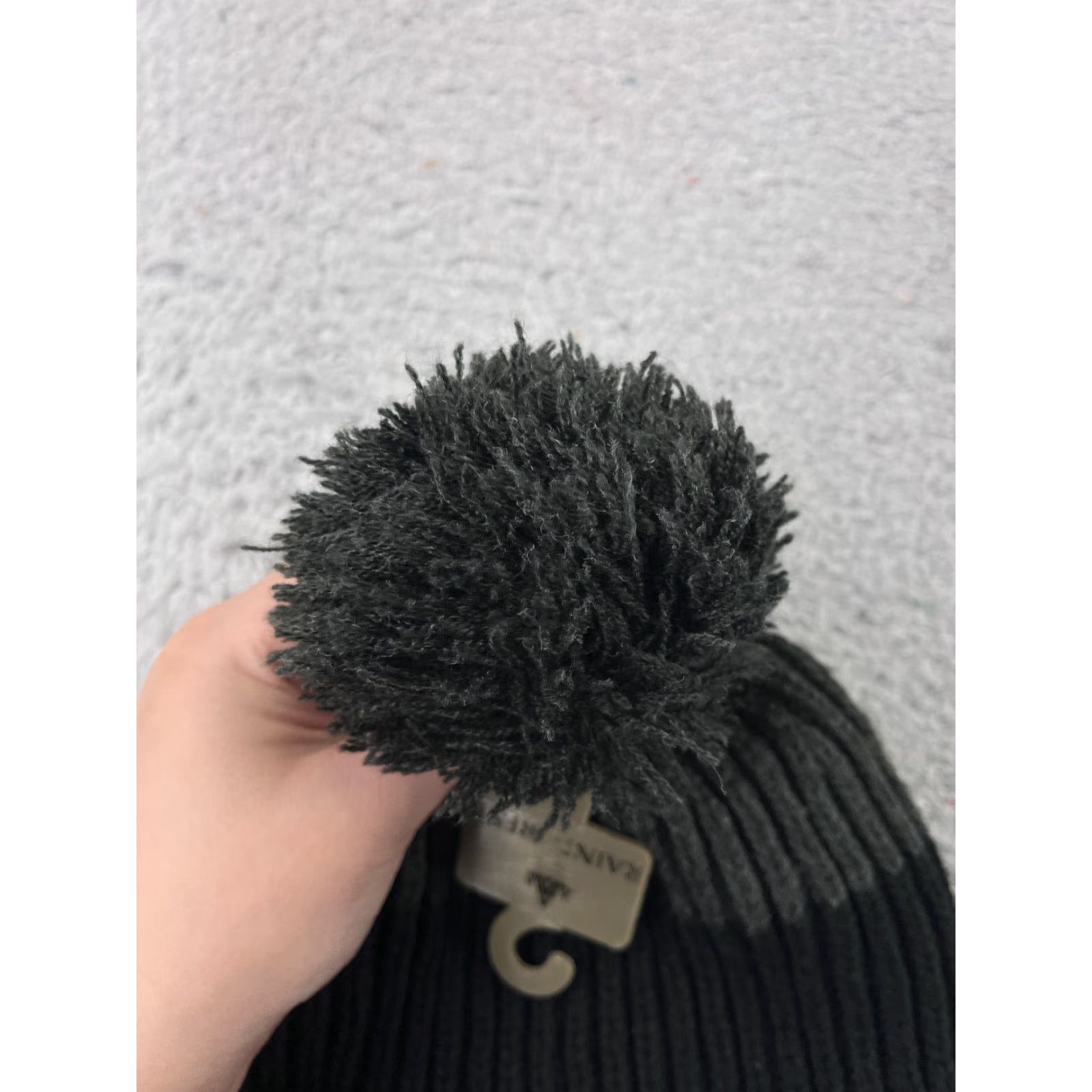 Vintage Rainforest Beanie Toque Adult One Size Gray Black Knit Acrylic Warm Ski Pom Hood/Beanie Size ONE SIZE - 3 Thumbnail