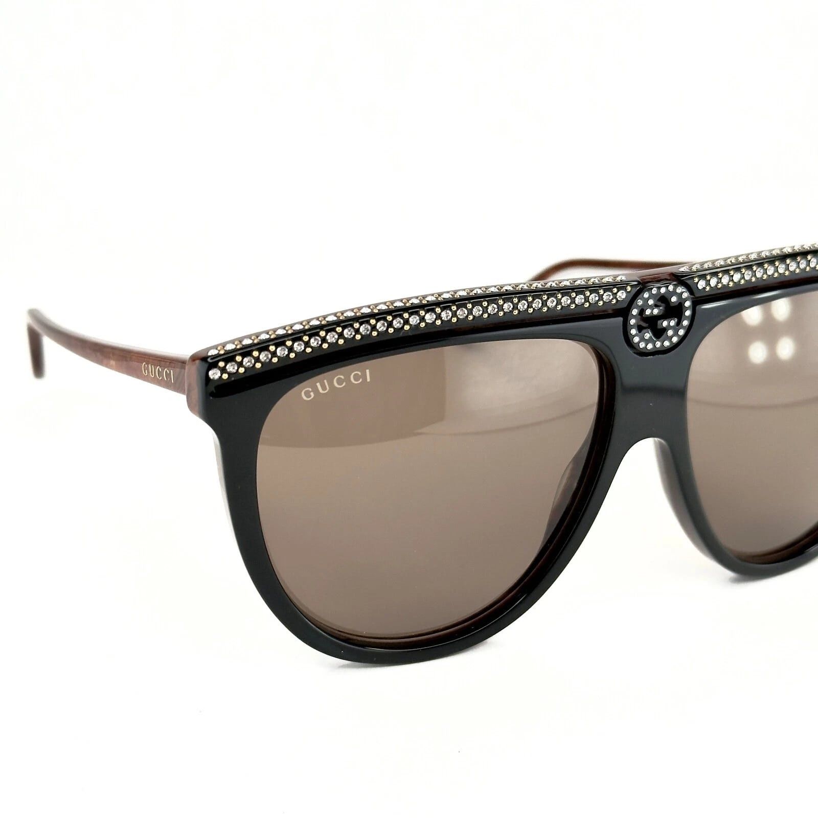 Gucci GUCCI GG0732S Black Brown Oversized Pilot Sunglass 0732 005 Size ONE SIZE - 9 Thumbnail