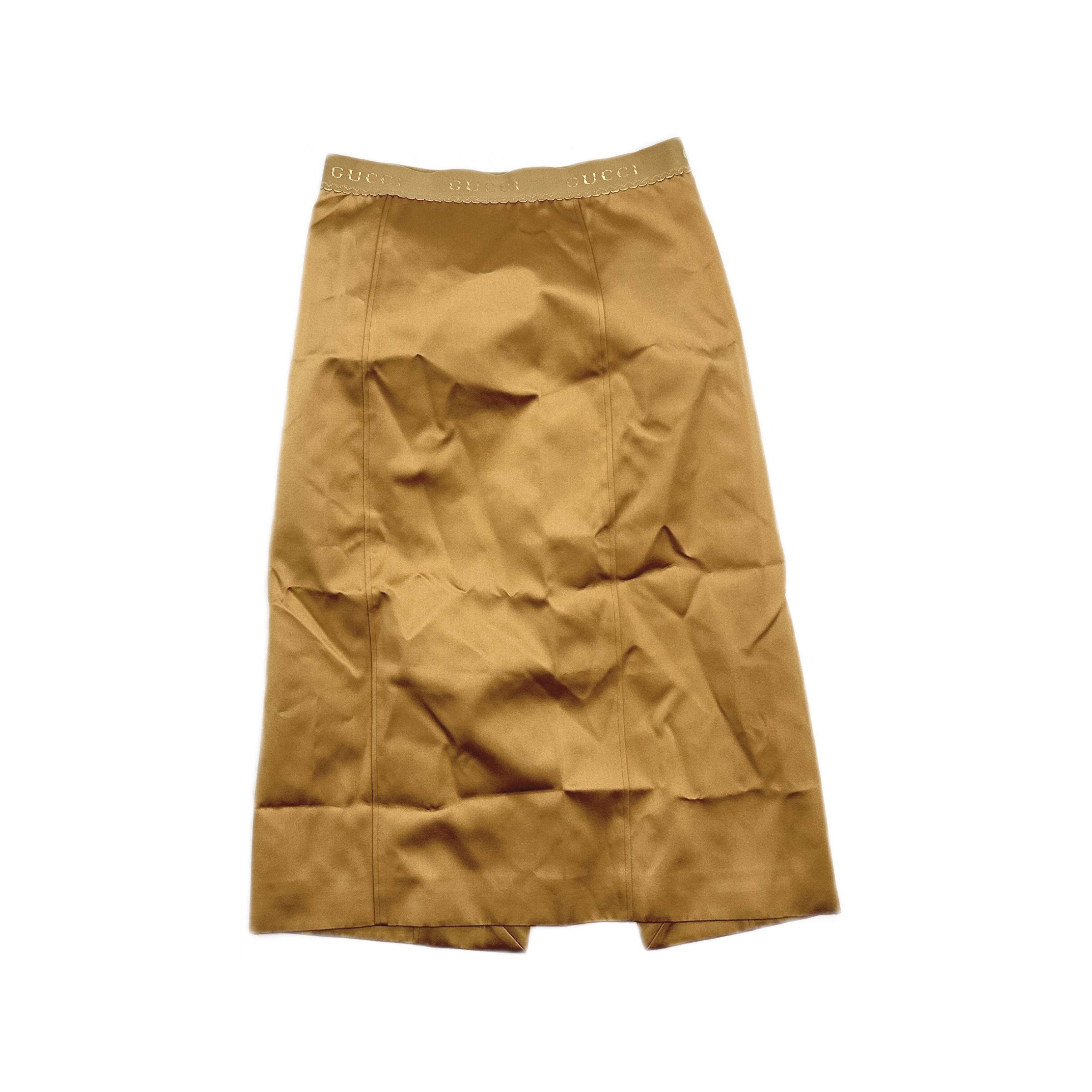 Gucci Gucci Logo Trim Midi Skirt Beige Size 44 Size 30" / US 8 / IT 44 - 1 Thumbnail