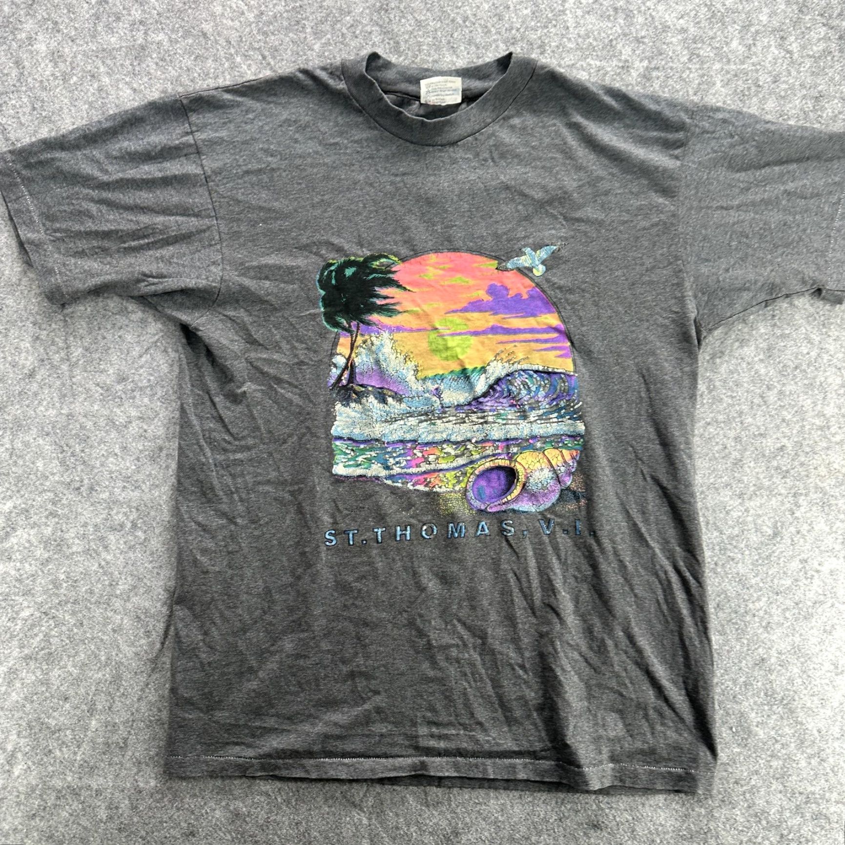Hanes VINTAGE Hanes Fifty-Fifty Shirt Mens Large Gray St Thomas VI Graphic Made USA Size US L / EU 52-54 / 3 - 2 Thumbnail
