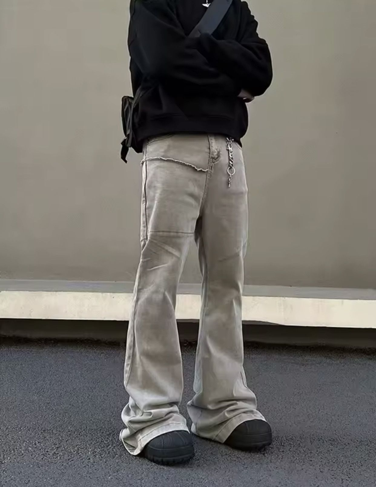 Denime × Japanese Brand Kanye Cyber Y2K Fashion Baggy Stacked Flare Jeans Pants Size US 32 / EU 48 - 3 Thumbnail