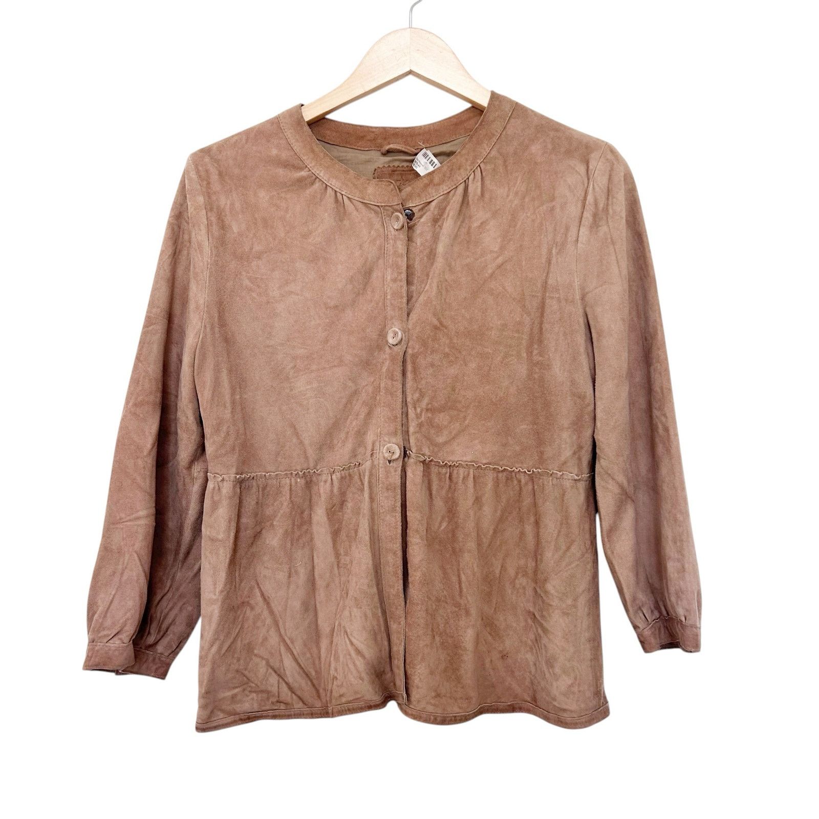 Banana Republic Banana Republic Tan Leather Button Front Blouse Sz M Size M / US 6-8 / IT 42-44 - 1 Thumbnail